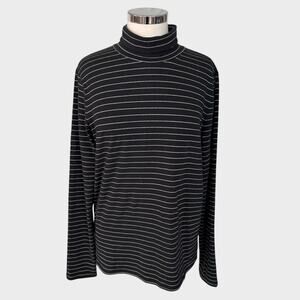 GAP Womens Large Black Striped Turtleneck Shirt